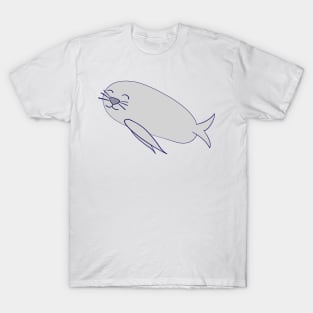 Smiling Grey Kawaii Seal T-Shirt